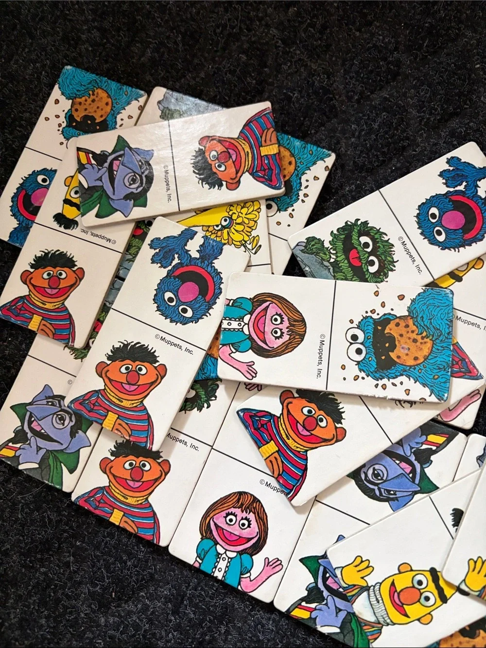 Vintage Sesame Street Dominoes Game 1980 - 30 Cardboard Dominoes Complete Set